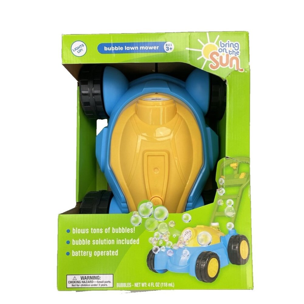 TODDLER TOY'S Bring On The Sun Bubble Lawn Mower Lights Up! AGES 3+